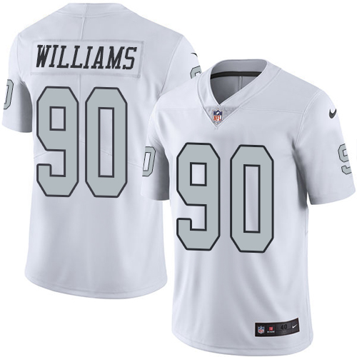 Men's Elite Dan Williams Nike Jersey White - #90 Rush NFL Oakland Raiders